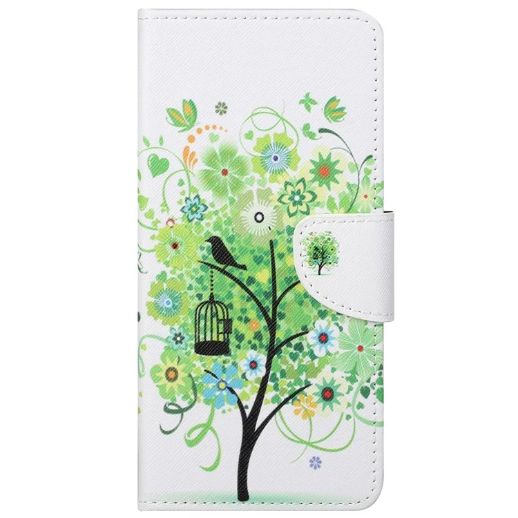 Klappende Telefonhülle Cross Textur PU Leder Magnetische Geschlossene Schutzabdeckung Mit Brieftasche Für Motorola Moto G51 5G - Grüner Baum