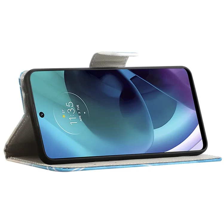 Klappende Telefonhülle Cross Textur PU Leder Magnetische Geschlossene Schutzabdeckung Mit Brieftasche Für Motorola Moto G51 5G - Grüner Baum