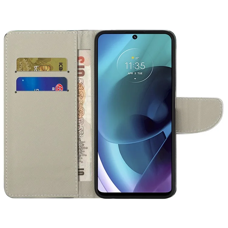 Klappende Telefonhülle Cross Textur PU Leder Magnetische Geschlossene Schutzabdeckung Mit Brieftasche Für Motorola Moto G51 5G - Grüner Baum