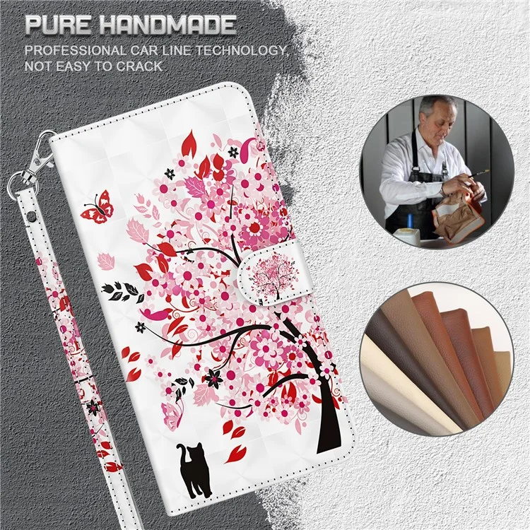 PU Leder Brieftasche Stand Telefon Hülle 3D Muster Druckschutzabdeckung Mit Riemen Für Motorola Moto G51 5G - Wunschbaum