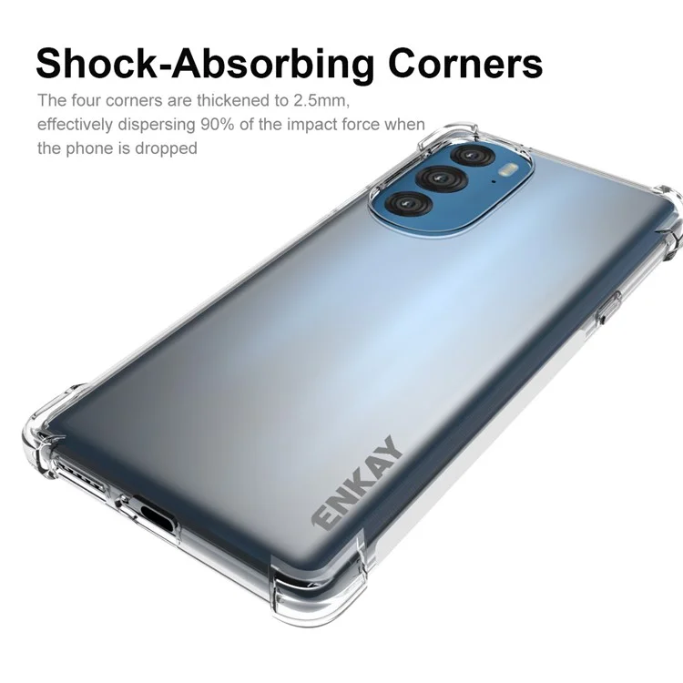 ENKAY HAT PRINCE Anti-slip Side Strip Well-protected Transparent TPU Phone Case Cover for Motorola Edge X30