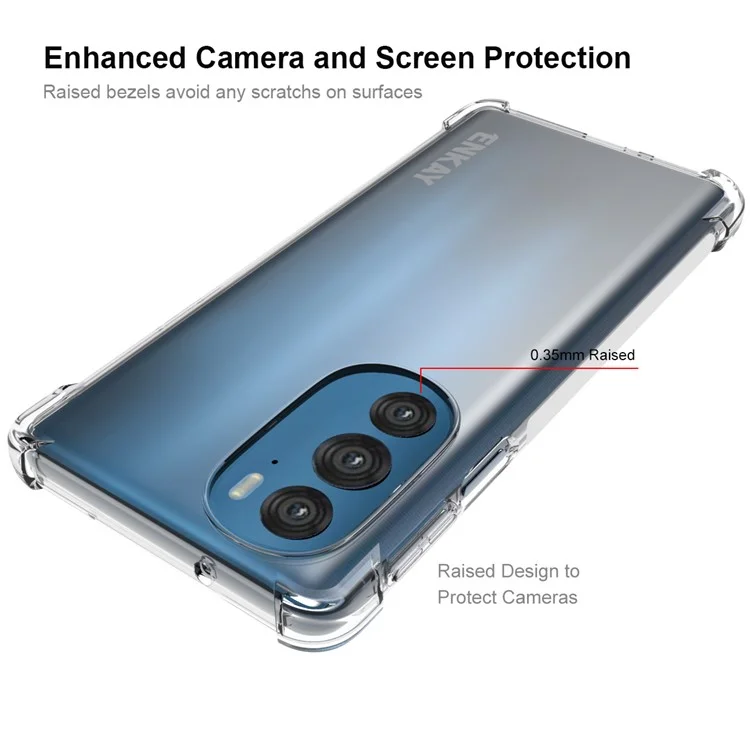 ENKAY HAT PRINCE Anti-slip Side Strip Well-protected Transparent TPU Phone Case Cover for Motorola Edge X30