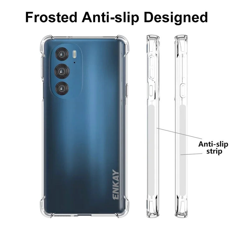 ENKAY HAT PRINCE Anti-slip Side Strip Well-protected Transparent TPU Phone Case Cover for Motorola Edge X30