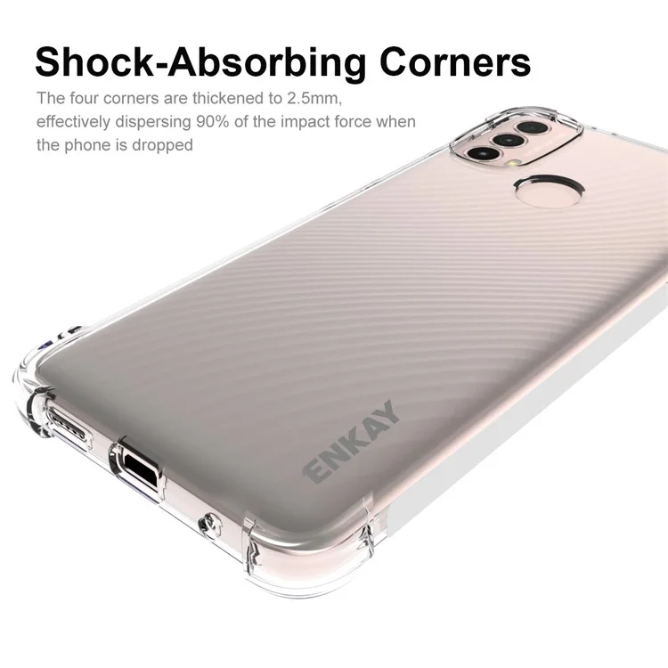 ENKAY HAT PRINCE Drop-resistant Enhanced Four Corner Anti-slip Side Strip Clear TPU Phone Case Cover for Motorola Moto E30/E40