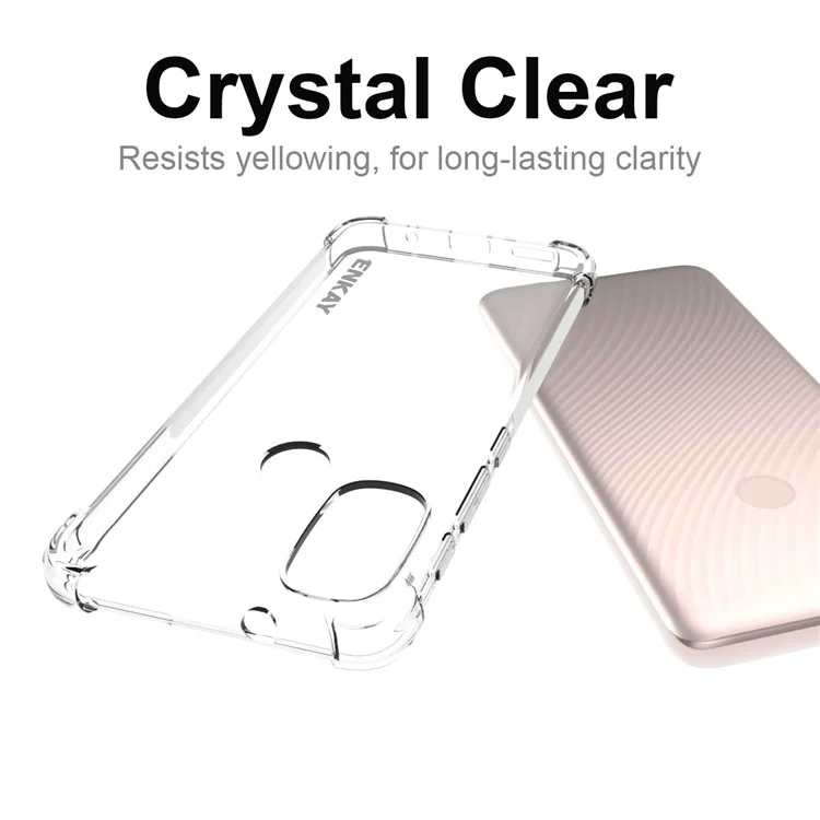 ENKAY HAT PRINCE Drop-resistant Enhanced Four Corner Anti-slip Side Strip Clear TPU Phone Case Cover for Motorola Moto E30/E40