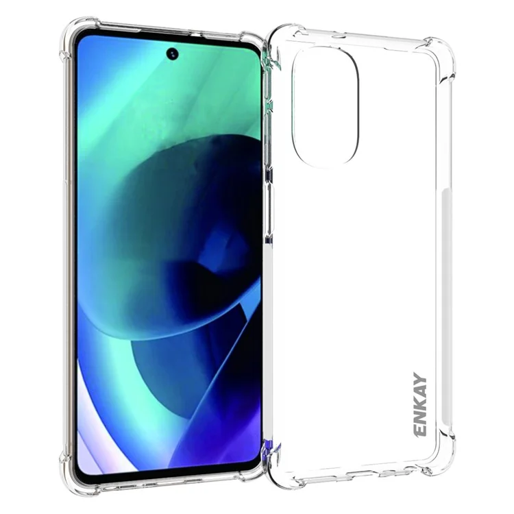 Enkay Hat Prince Verbesserte Vier Ecke Transparente Tpu-telefonhülle Mit Anti-rutsch-seitenstreifen Für Motorola Moto G51 5G
