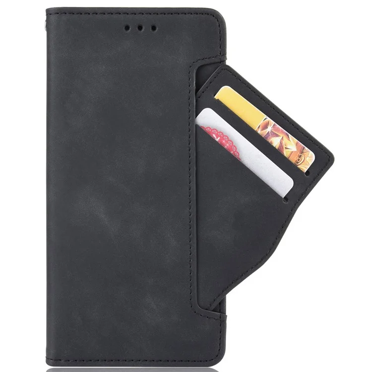 Multiple Card Slot PU Leder + TPU Full Protection Phone Cover Mit Stand Cash -tasche Für Motorola Edge X30 - Schwarz