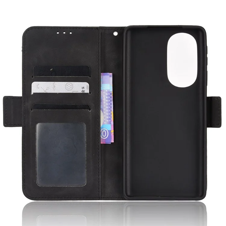 Multiple Card Slot PU Leder + TPU Full Protection Phone Cover Mit Stand Cash -tasche Für Motorola Edge X30 - Schwarz