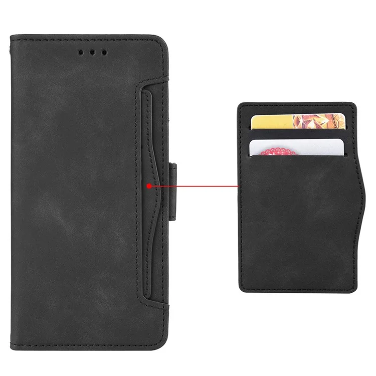 Multiple Card Slot PU Leder + TPU Full Protection Phone Cover Mit Stand Cash -tasche Für Motorola Edge X30 - Schwarz
