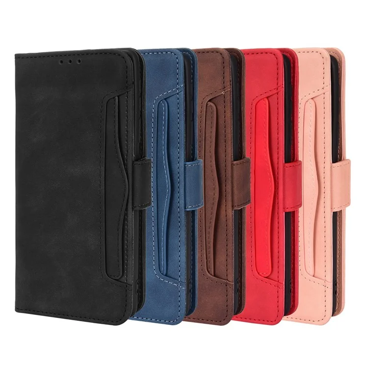 Multiple Card Slot PU Leder + TPU Full Protection Phone Cover Mit Stand Cash -tasche Für Motorola Edge X30 - Schwarz