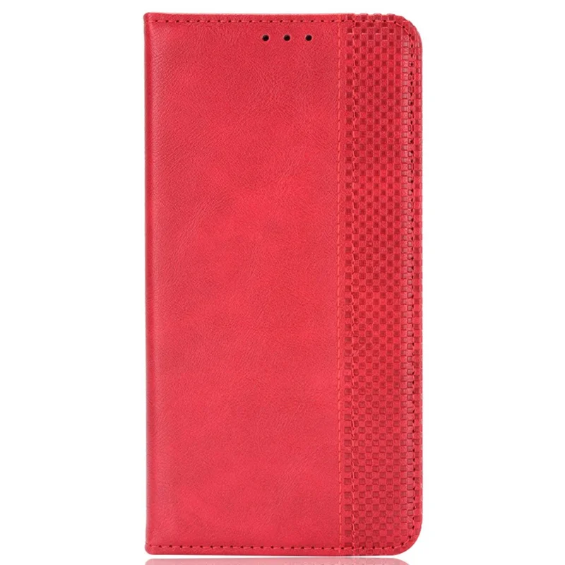 Mosaic Border Pattern Splicing Retro Style Leather Cover + TPU Wallet Stand Phone Case for Motorola Edge X30 - Red