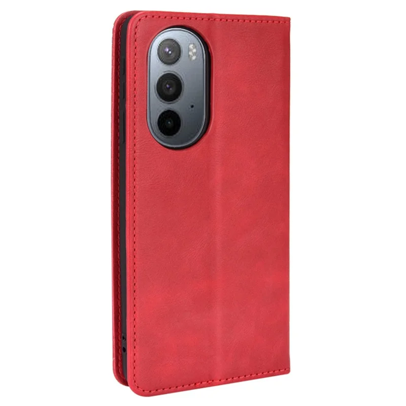 Mosaic Border Pattern Splicing Retro Style Leather Cover + TPU Wallet Stand Phone Case for Motorola Edge X30 - Red