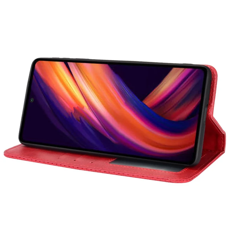 Mosaic Border Pattern Splicing Retro Style Leather Cover + TPU Wallet Stand Phone Case for Motorola Edge X30 - Red
