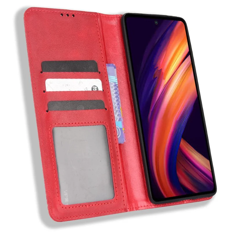 Mosaic Border Pattern Splicing Retro Style Leather Cover + TPU Wallet Stand Phone Case for Motorola Edge X30 - Red