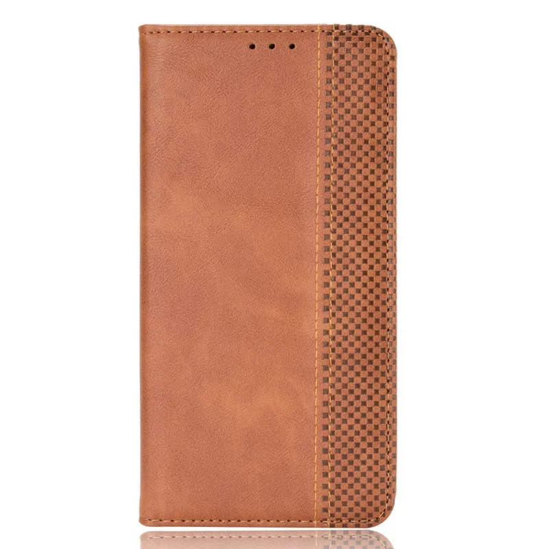 Patrón de Borde de Mosaico Empalme de Cubierta de Cuero de Estilo Retro + Estuche de Teléfono de Billetera TPU Para Motorola Edge X30 - Marrón