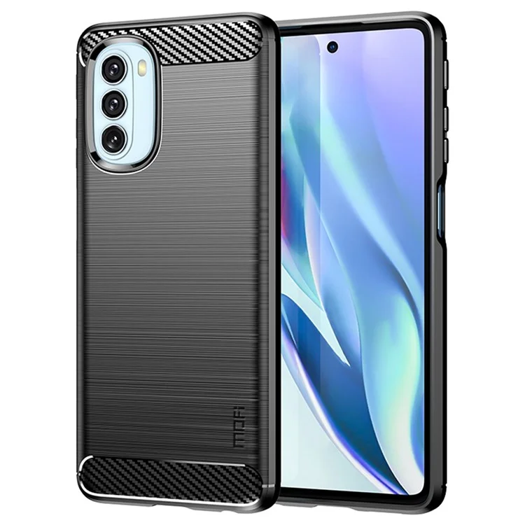 MOFI Texture de Fibre de Carbone MOFI Anti-fingerprint Bracked TPU Téléphone Couverture de Protection Pour Motorola Moto G51 5G - le Noir