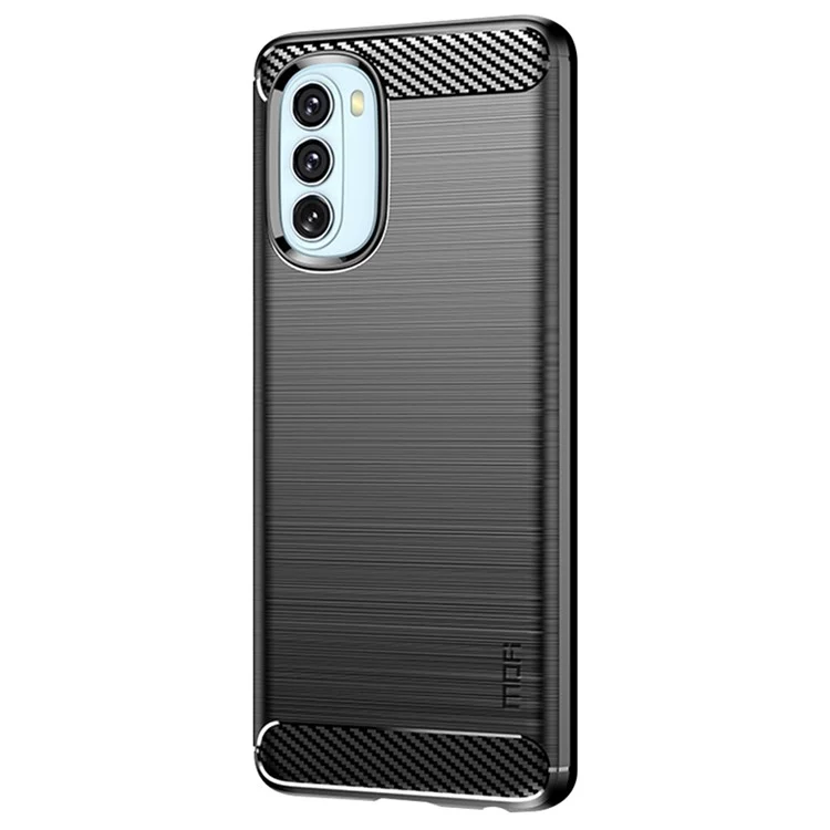 MOFI Texture de Fibre de Carbone MOFI Anti-fingerprint Bracked TPU Téléphone Couverture de Protection Pour Motorola Moto G51 5G - le Noir