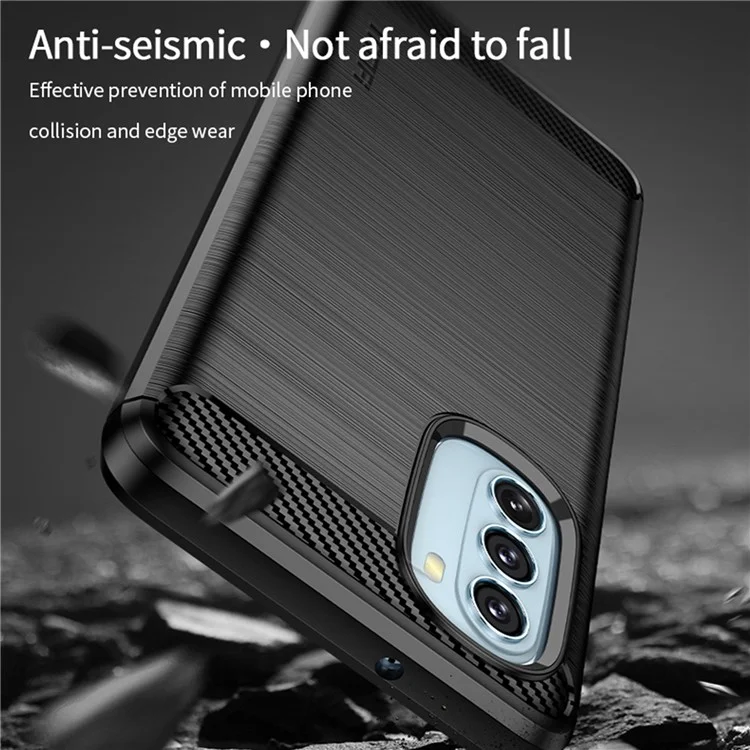 MOFI Texture de Fibre de Carbone MOFI Anti-fingerprint Bracked TPU Téléphone Couverture de Protection Pour Motorola Moto G51 5G - le Noir