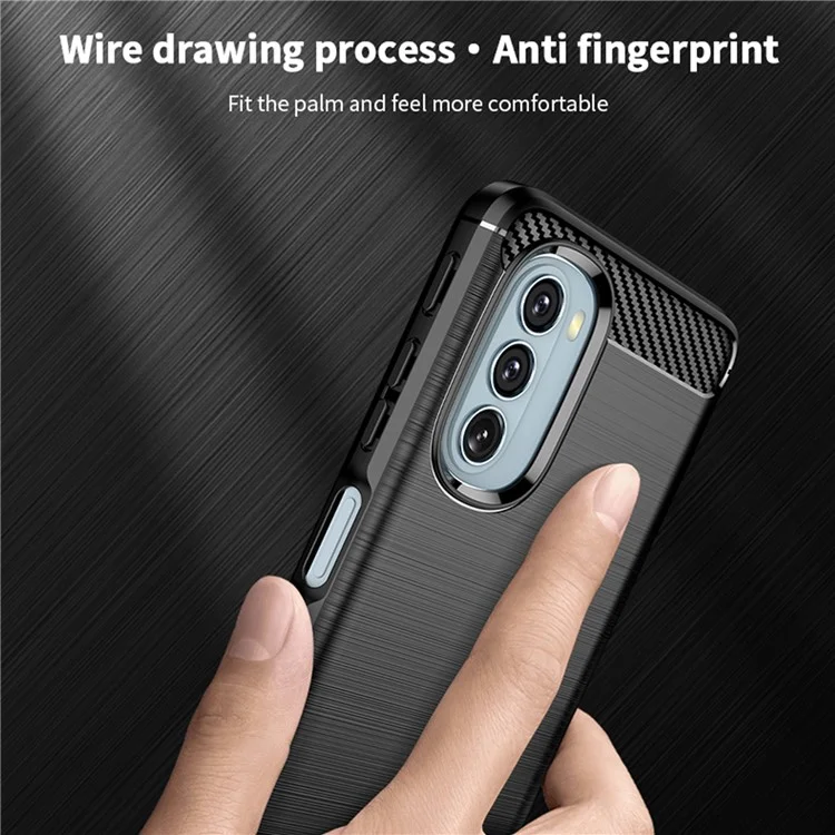 MOFI Texture de Fibre de Carbone MOFI Anti-fingerprint Bracked TPU Téléphone Couverture de Protection Pour Motorola Moto G51 5G - le Noir