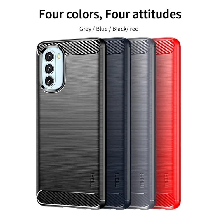 MOFI Texture de Fibre de Carbone MOFI Anti-fingerprint Bracked TPU Téléphone Couverture de Protection Pour Motorola Moto G51 5G - le Noir