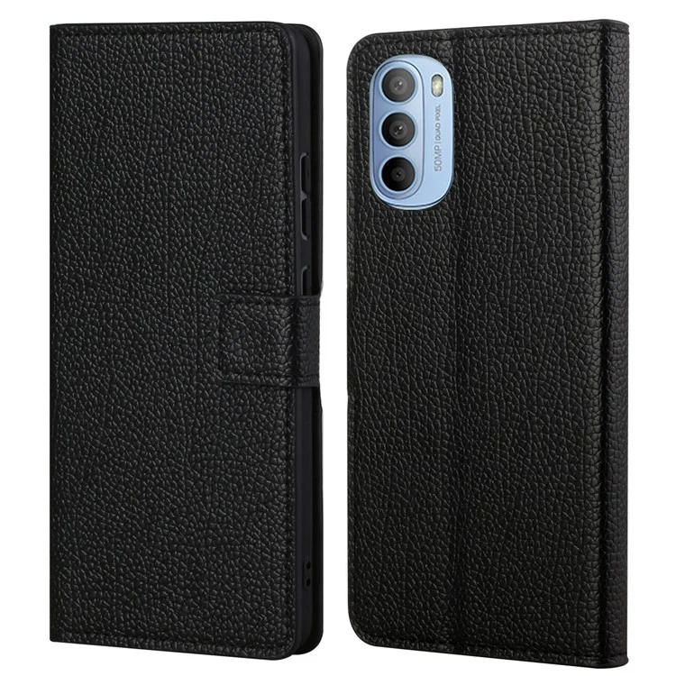 Per Motorola Moto G31 / G41 Smartphone Case Litchi Texture Leather Wallet Stand Case Magnetic Clasp Cell Phone Cover