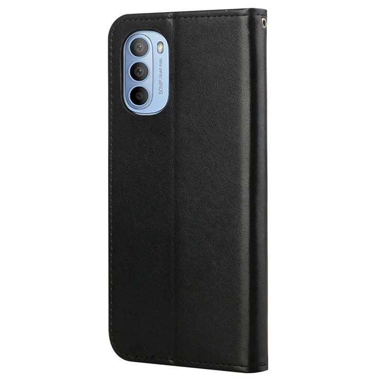 Scratch-resistant Imprinted Butterflies Flower PU Leather Wallet Function Phone Case Stand Shell for Motorola Moto G31 / G41 - Black