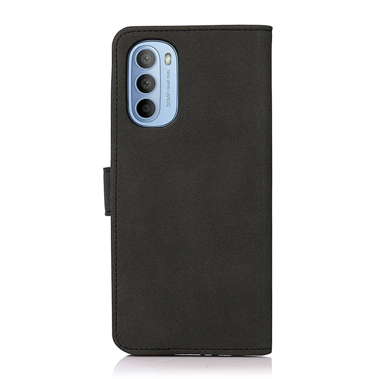 Khazneh Surface Texturée Visualisation Pliable Portefeuille Cuir PU + TPU Coque Téléphone Pour Motorola Moto G31 / G41 - Noir