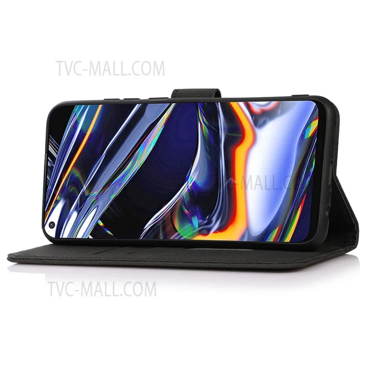 Khazneh Surface Texturée Visualisation Pliable Portefeuille Cuir PU + TPU Coque Téléphone Pour Motorola Moto G31 / G41 - Noir