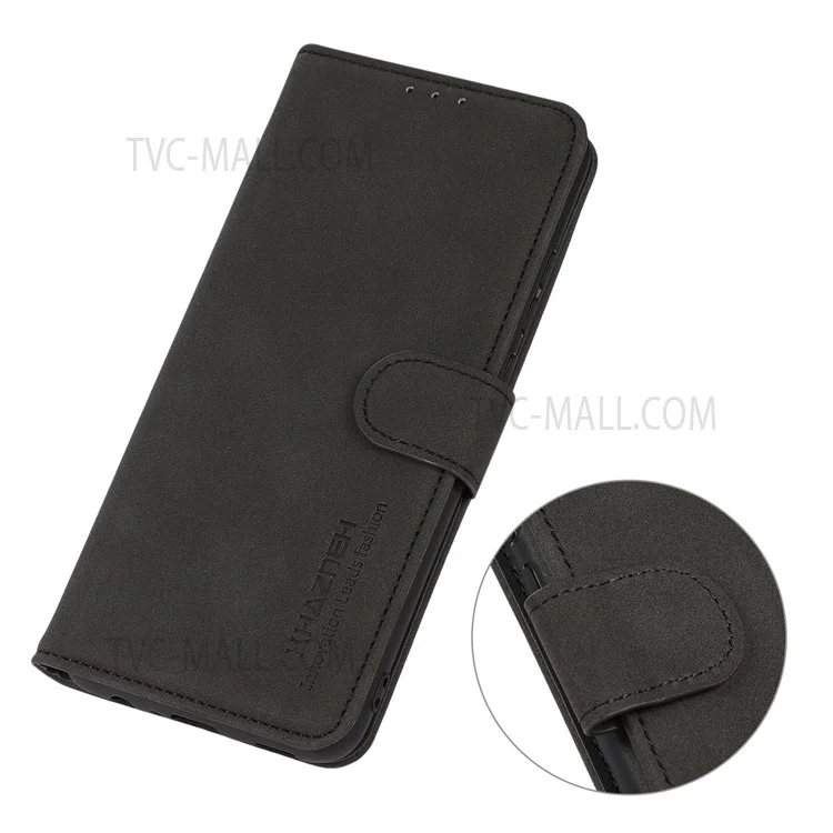 Khazneh Surface Texturée Visualisation Pliable Portefeuille Cuir PU + TPU Coque Téléphone Pour Motorola Moto G31 / G41 - Noir