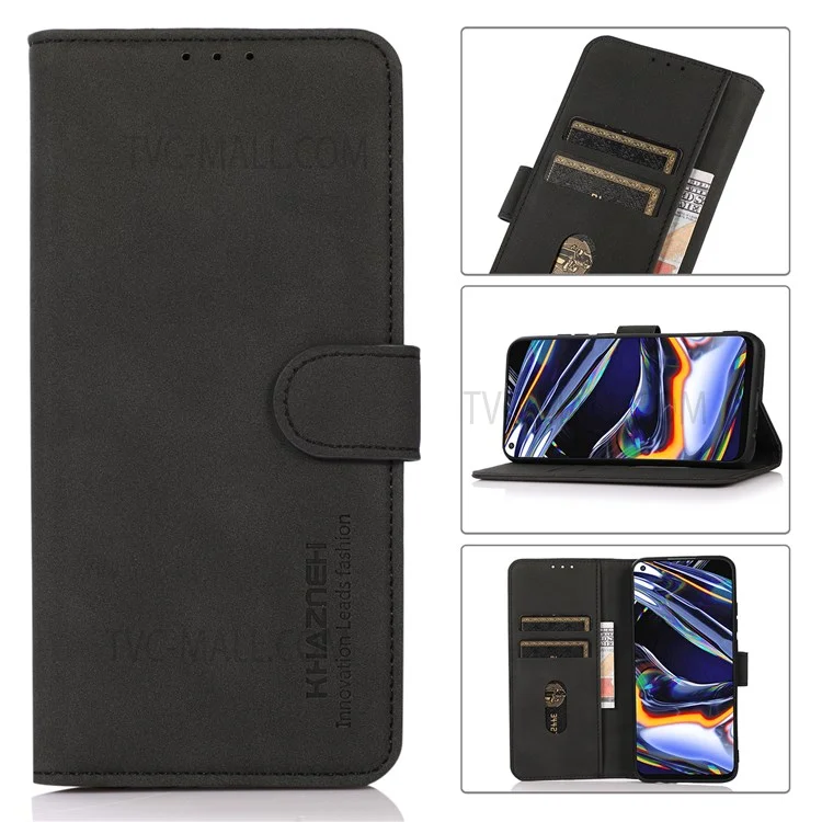 Khazneh Surface Texturée Visualisation Pliable Portefeuille Cuir PU + TPU Coque Téléphone Pour Motorola Moto G31 / G41 - Noir