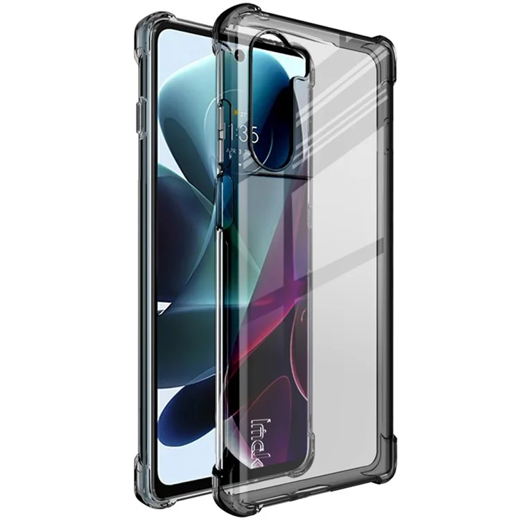 IMAK Flessibile Trasparente TPU Shock-Absorbing Angoli Anti-Graffi Custodia Protettiva con Protezione dello Schermo per Motorola Moto G200 5G / Edge S30 5G - Nero Trasparente 