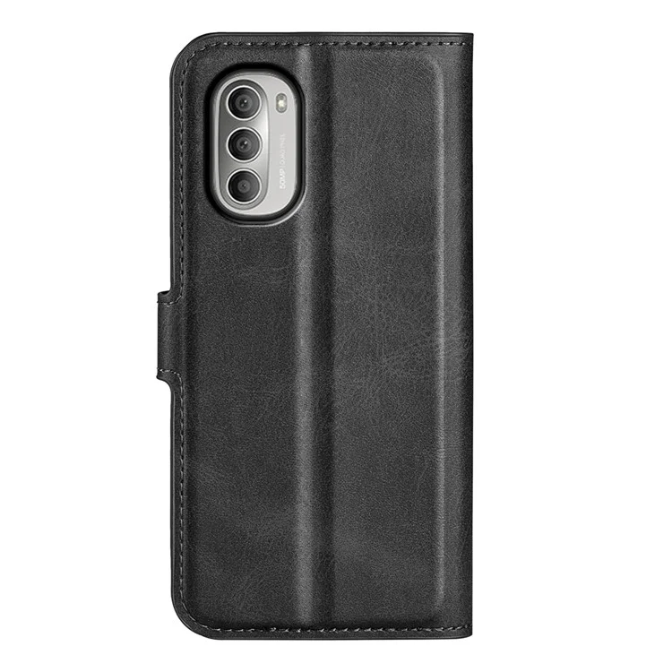 PU-Leder-Klapptasche mit Stoßschutz, Geldbörse und Ständer für Motorola Moto G51 5G - Schwarz