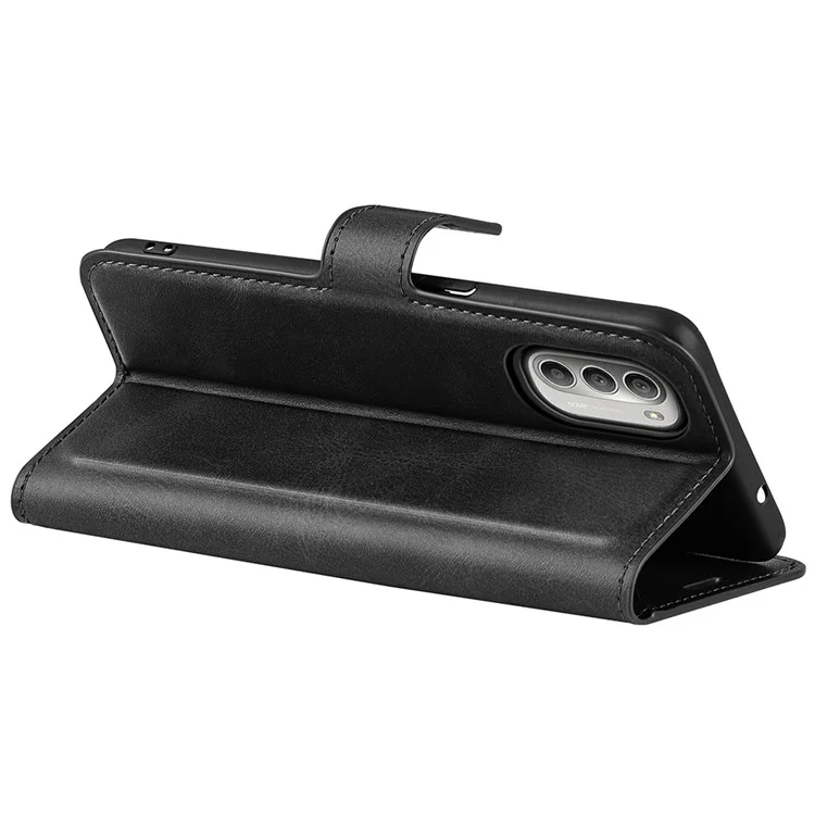 PU-Leder-Klapptasche mit Stoßschutz, Geldbörse und Ständer für Motorola Moto G51 5G - Schwarz