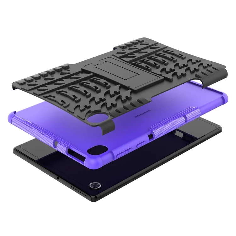 Housse de protection PC + TPU résistante aux rayures et à l'épreuve des chocs avec support intégré pour tablette Lenovo Tab K10 - Violet