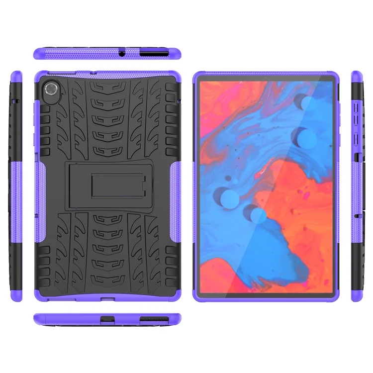 Housse de protection PC + TPU résistante aux rayures et à l'épreuve des chocs avec support intégré pour tablette Lenovo Tab K10 - Violet