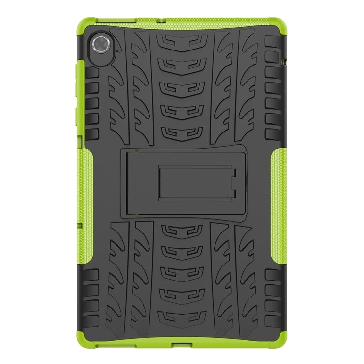 Cool Tire Texture Scratch-resistant PC + TPU Protective Tablet Cover with Kickstand for Lenovo Tab K10 - Green
