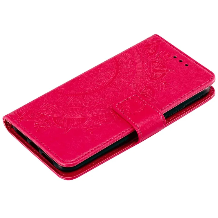 PU Leather + Soft TPU Case Imprinted Mandala Flower Stand Wallet Protective Cover for Motorola Moto G71 5G - Rose