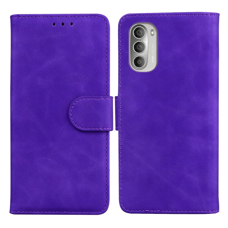 Kratzfeste TPU+PU Leder Hülle Magnetische Mobiltelefonhülle Wallet Wallet Cover Mit Ständer Für Motorola Moto G51 5G - Violett