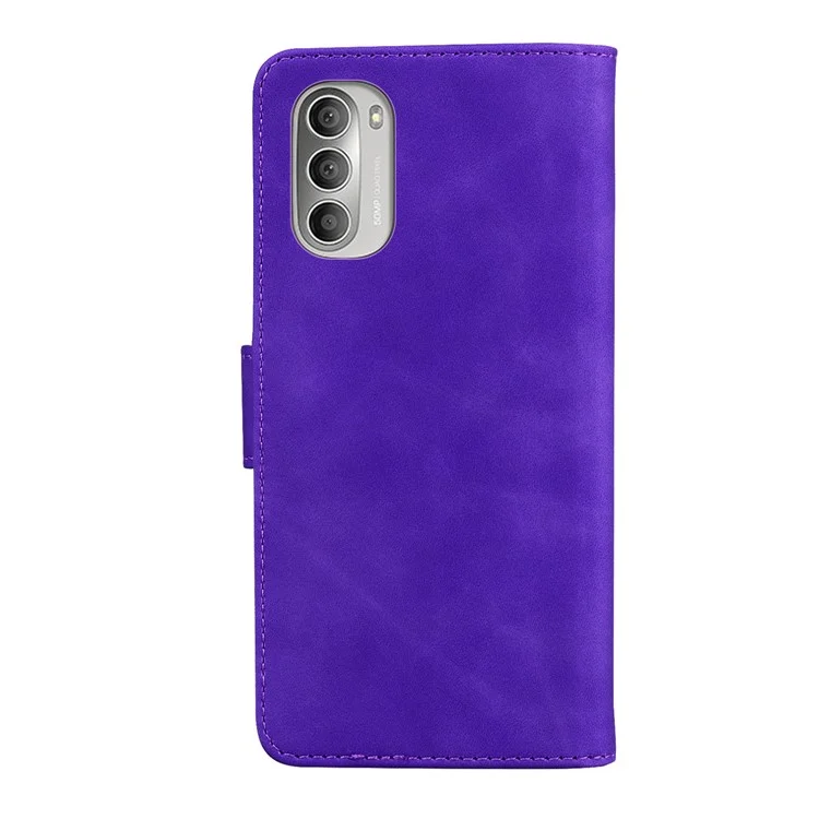 Kratzfeste TPU+PU Leder Hülle Magnetische Mobiltelefonhülle Wallet Wallet Cover Mit Ständer Für Motorola Moto G51 5G - Violett