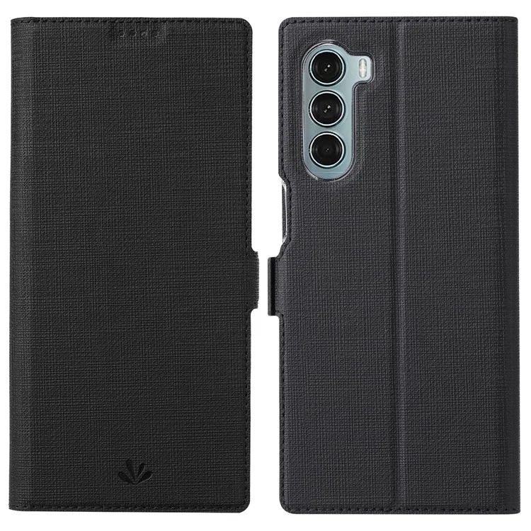 VILI K Series Anti-drop protection Double Magnetic Clasps Closure Stand Wallet Leather Phone Case Shell for Motorola Moto G200 5G - Black