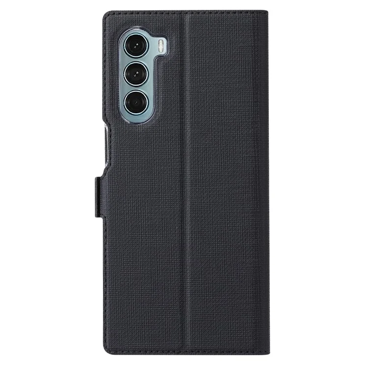 VILI K Series Anti-drop protection Double Magnetic Clasps Closure Stand Wallet Leather Phone Case Shell for Motorola Moto G200 5G - Black