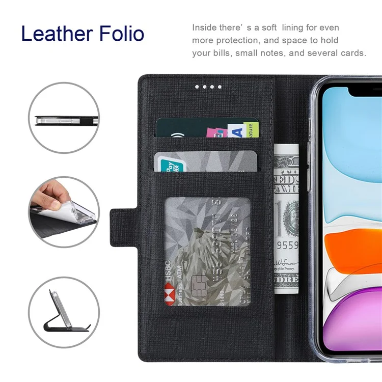 VILI K -serie Doppelmagnetische Verschlüsse Verschlussständer Brieftasche Folio Flip Leder Telefon Hülle Für Motorola Edge X30 - Schwarz