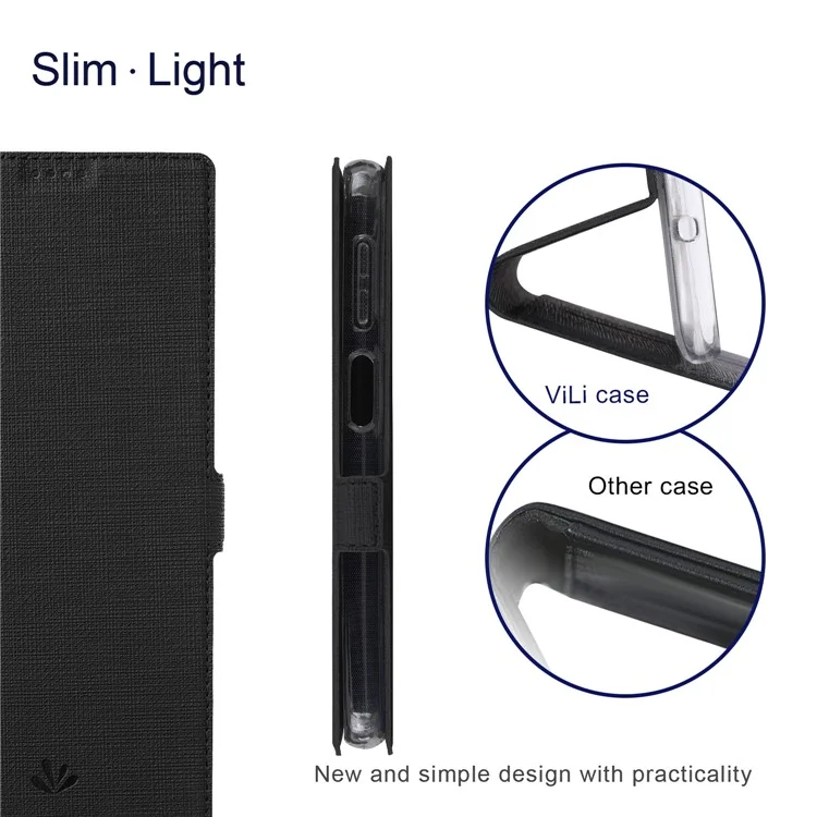 VILI K -serie Doppelmagnetische Verschlüsse Verschlussständer Brieftasche Folio Flip Leder Telefon Hülle Für Motorola Edge X30 - Schwarz