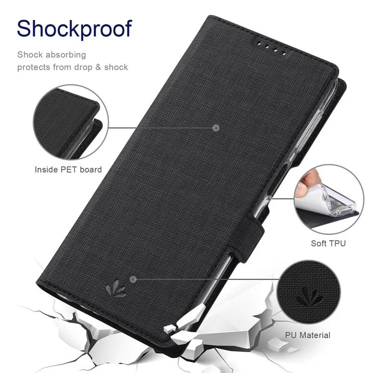 VILI K -serie Doppelmagnetische Verschlüsse Verschlussständer Brieftasche Folio Flip Leder Telefon Hülle Für Motorola Edge X30 - Schwarz