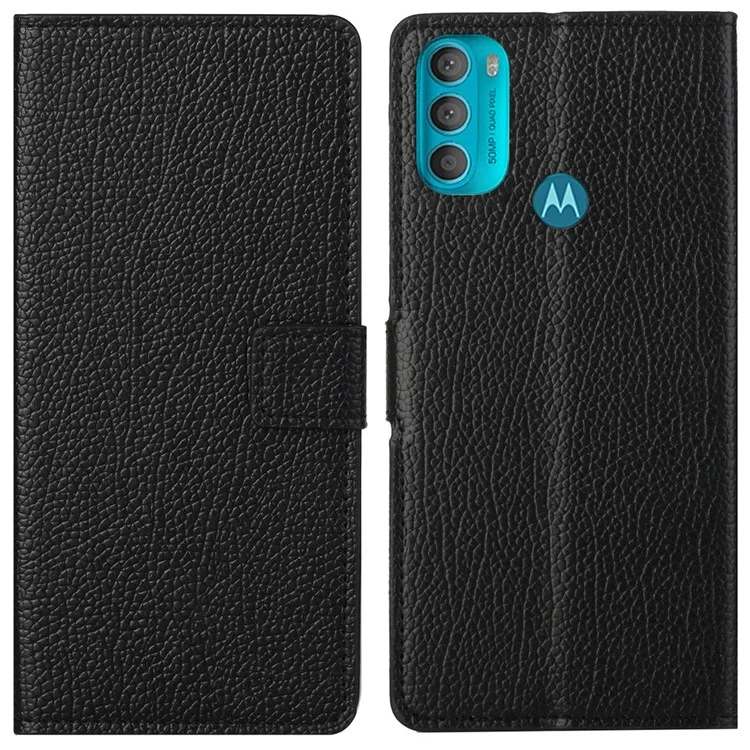Anti-Scratch Smartphone Case Cover Litchi Texture Leather Wallet Magnetic Clasp Cell Phone Protector Phone Shell for Motorola Moto G71 5G