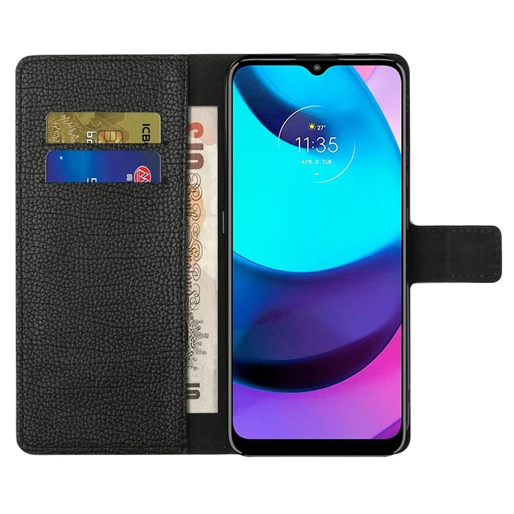 Anti-Scratch Smartphone Case Cover Litchi Texture Leather Wallet Magnetic Clasp Cell Phone Protector Phone Shell for Motorola Moto G71 5G