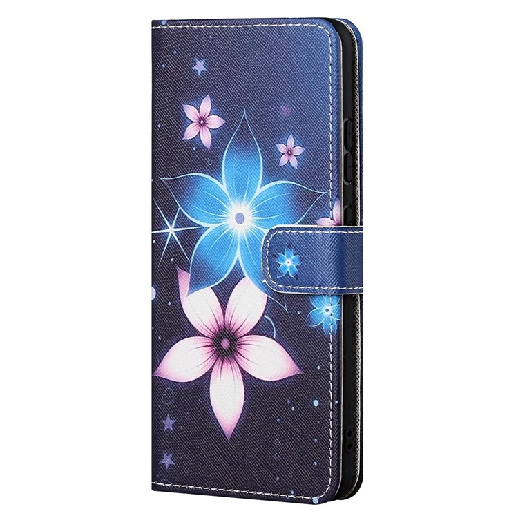 Wallet Style 3D Pattern Printing Cross Texture PU Leather Case Magnetic Flip Stand Shockproof Cover with Strap for Motorola Moto G71 5G - Flowers