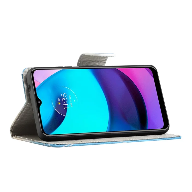 Stand Feature Pattern Printing Wallet Phone Case Cross Texture PU Leather Flip Magnetic Cover for Motorola Moto E20 / Moto E30 / Moto E40 - Green Tree