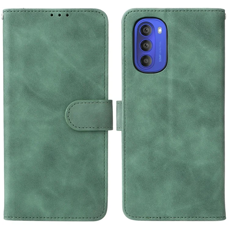 Skin-touch-feeling Mobile Hülle PU Leder + TPU Dual Schutzabdeckung Mit Stand Und Brieftasche Für Motorola Moto G51 5g - Grün
