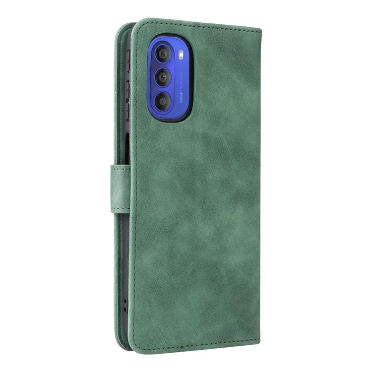 Skin-touch-feeling Mobile Hülle PU Leder + TPU Dual Schutzabdeckung Mit Stand Und Brieftasche Für Motorola Moto G51 5g - Grün
